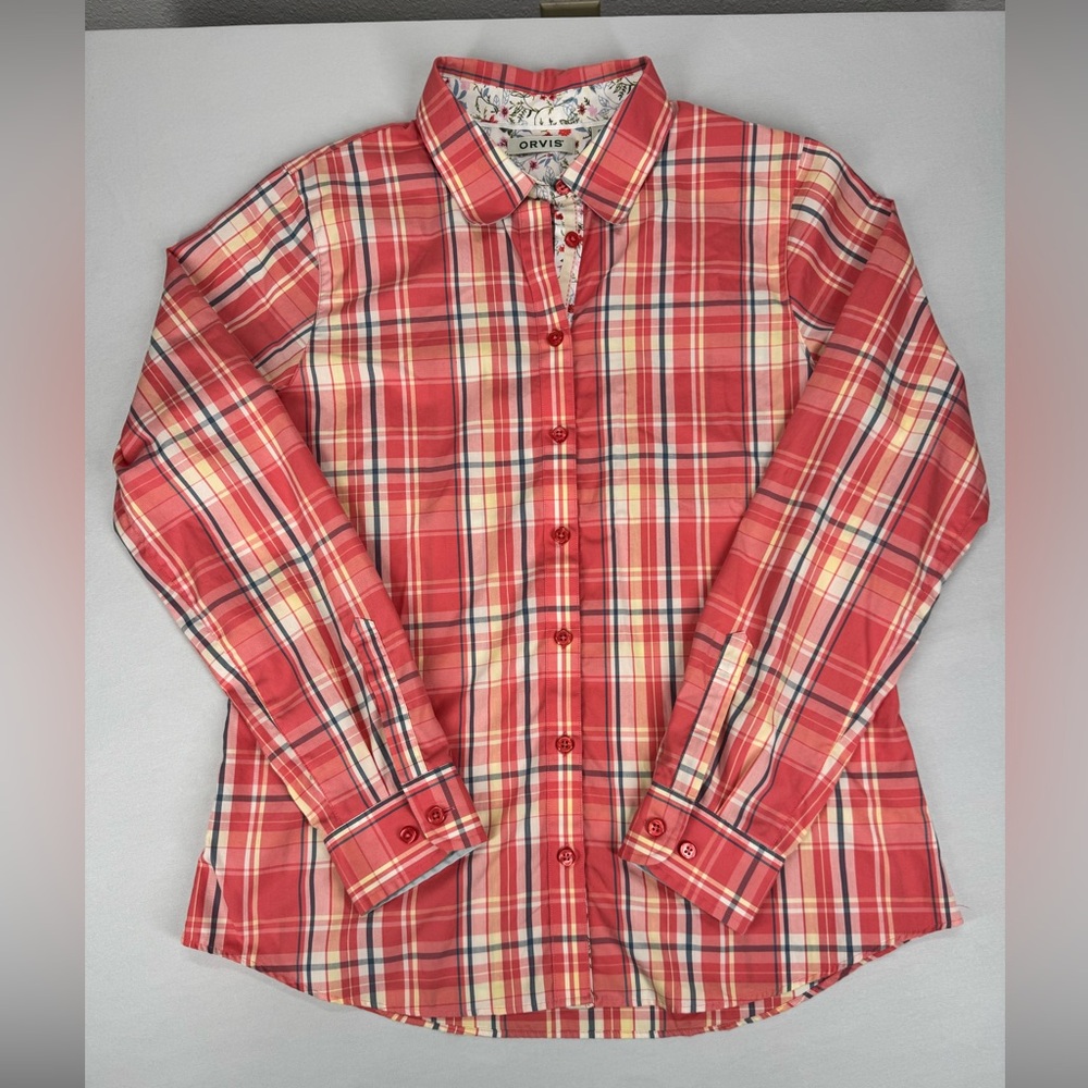 Orvis Multicolored Plaid Striped Long Sleeve Shirt Button down Size 8